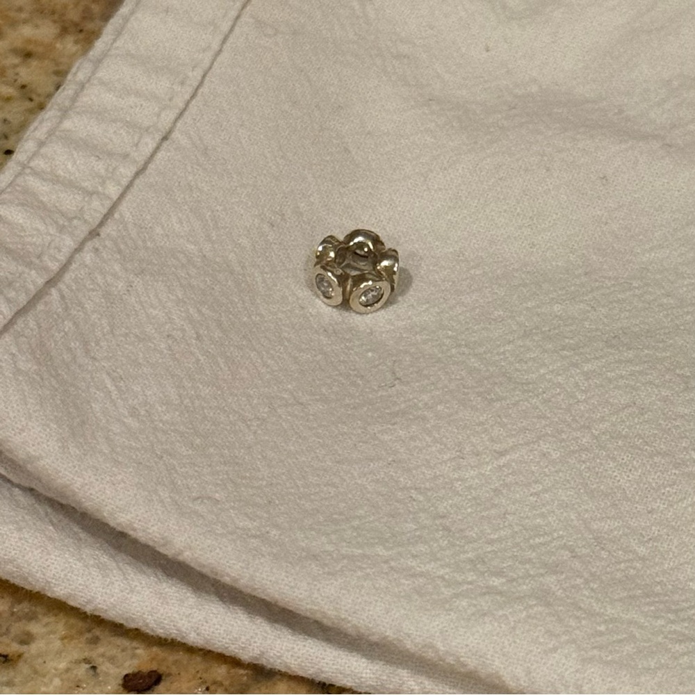 Authentic Pandora Sterling Silver Spacer Charm with Cubic Zirconia